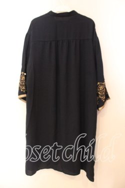 画像3: axes femme / 袖刺繍Aラインシャツワンピース  ネイビー O-25-12-13-071-AX-OP-IG-OS