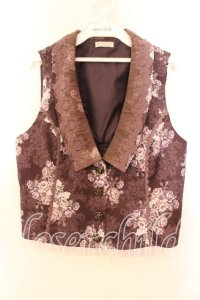 axes femme / グランブーケ柄レース襟ベスト  ブラウン O-25-12-13-074-AX-TO-IG-OS