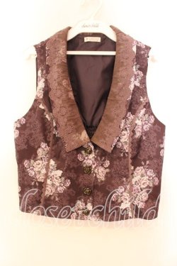 画像1: axes femme / グランブーケ柄レース襟ベスト  ブラウン O-25-12-13-074-AX-TO-IG-OS