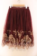 axes femme / 刺繍ロングスカート  ワイン O-25-12-13-076-AX-SK-IG-OS