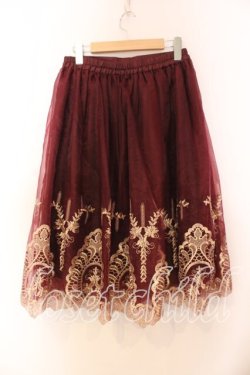 画像2: axes femme / 刺繍ロングスカート  ワイン O-25-12-13-076-AX-SK-IG-OS