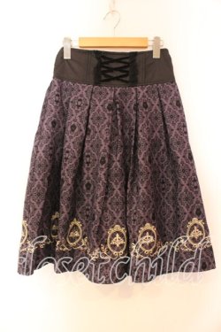 画像1: axes femme / Disneyダークオーナメント柄スカート  パープル O-25-12-13-077-AX-SK-IG-OS