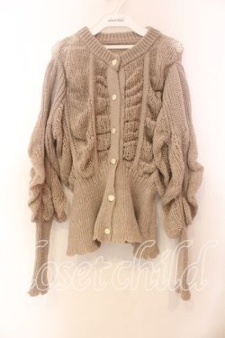 画像1: axes femme / ヴィンテージ風透編ニットカーディガン  ベージュ O-25-12-13-078-AX-TO-IG-OS