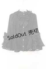 axes femme kawaii / 姫袖7分丈ブラウス  クロ O-25-12-13-080-AX-BL-IG-OS