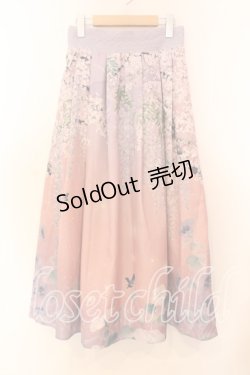 画像1: axes femme / 古典絵巻風パネル柄スカート  ピンク系 O-25-12-13-087-AX-SK-IG-OS