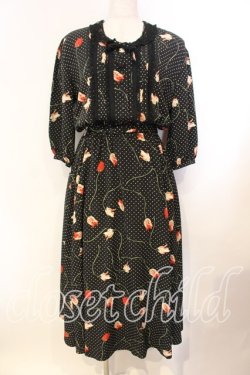 画像1: INGEBORG / ドットチューリップワンピース  クロ O-25-12-13-017-LO-OP-IG-OS