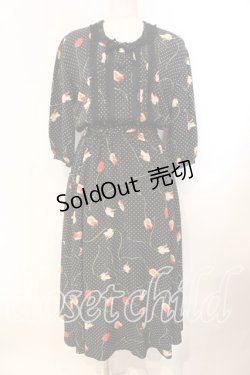 画像1: INGEBORG / ドットチューリップワンピース  クロ O-25-12-13-017-LO-OP-IG-ZT523