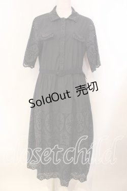 画像1: Jane Marple Dans Le Salon / Table cloth lace shirt dress ドレス Ｍ クロ O-25-12-13-020-JM-OP-IG-OS