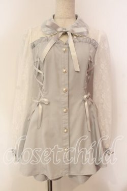 画像1: Secret Honey / ビスチェ切替長袖セットアップ  サックス O-25-12-15-051-CA-OP-OW-OS