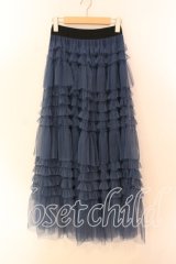 axes femme POETIQUE / ティアードフリルロングスカート  ブルー O-25-12-15-007-AX-SK-IG-OS