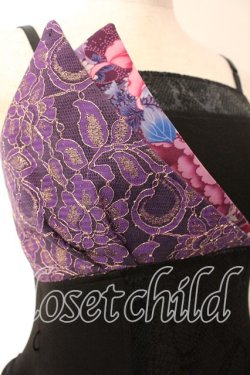 画像2: Qutie Frash / 龍プリントアシンメトリーキャミワンピース  ブラック×パープル O-25-12-15-056-QU-OP-OW-OS