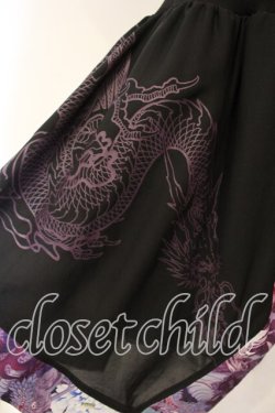 画像3: Qutie Frash / 龍プリントアシンメトリーキャミワンピース  ブラック×パープル O-25-12-15-056-QU-OP-OW-OS