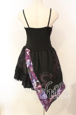 画像5: Qutie Frash / 龍プリントアシンメトリーキャミワンピース  ブラック×パープル O-25-12-15-056-QU-OP-OW-OS