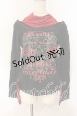 ALGONQUINS / スカルプリントレイヤード風カットソー  ブラック×レッド O-25-12-15-068-AL-TO-IG-OS