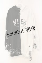 NieR Clothing / TWO-TONE BRAID ZIP OUTER【裏起毛フリース】  ブラック×ホワイト O-25-12-15-069-PU-TO-IG-OS
