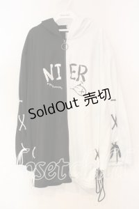 NieR Clothing / TWO-TONE BRAID ZIP OUTER【裏起毛フリース】  ブラック×ホワイト O-25-12-15-069-PU-TO-IG-OS