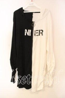 画像1: NieR Clothing / TWO-TONE BLACK×WHITE OUTER【指穴付き】パーカー  ブラック×ホワイト O-25-12-15-072-PU-TO-IG-OS