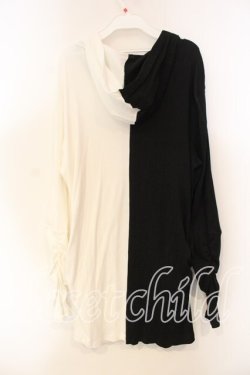 画像2: NieR Clothing / TWO-TONE BLACK×WHITE OUTER【指穴付き】パーカー  ブラック×ホワイト O-25-12-15-072-PU-TO-IG-OS