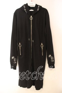 画像1: NieR Clothing / ジップパーカーワンピース  ブラック O-25-12-15-078-PU-OP-IG-OS