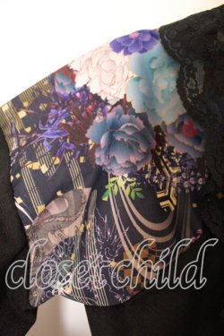 画像3: Qutie Frash / メッシュショルダーアシメ着物カーディガン  ブラック×ブルー O-25-12-15-079-QU-JA-OW-OS