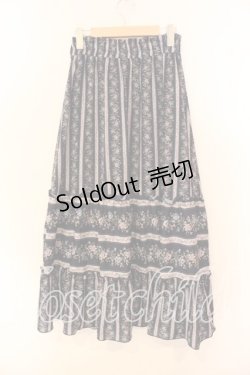 画像2: axes femme / ストライプフラワー柄スカート  ネイビー O-25-12-15-011-AX-SK-IG-ZT512