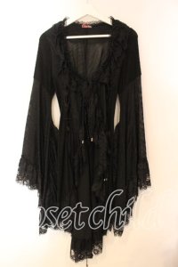 Qutie Frash / レースフリル着物カーデ  ブラック O-25-12-15-081-QU-TO-OW-OS