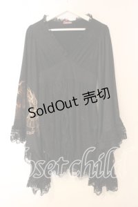 Qutie Frash / 蜘蛛メッシュ振袖ワンピース  ブラック O-25-12-15-082-QU-OP-OW-OS