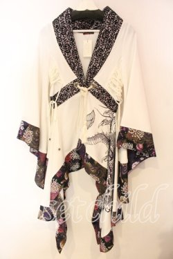 画像1: Qutie Frash / 抜き襟カーディガン  ホワイト×パープル O-25-12-15-084-QU-TO-OW-OS