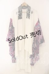 Qutie Frash / 和柄切替羽織  ホワイト×パープル O-25-12-15-085-QU-TO-OW-OS