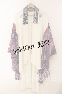 Qutie Frash / 和柄切替羽織  ホワイト×パープル O-25-12-15-085-QU-TO-OW-OS