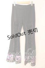 Qutie Frash / ブーツカットパンツ  ブラック×パープル O-25-12-15-089-QU-PA-OW-OS