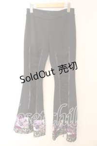 Qutie Frash / ブーツカットパンツ  ブラック×パープル O-25-12-15-089-QU-PA-OW-OS