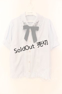 画像1: axes femme POETIQUE / 終わらないお茶会刺繍ブラウス M サックス O-25-12-15-020-AX-BL-OW-OS