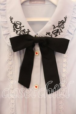 画像2: axes femme POETIQUE / 終わらないお茶会刺繍ブラウス M サックス O-25-12-15-020-AX-BL-OW-OS