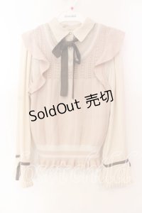 axes femme POETIQUE / ニットベスト付きブラウス M ピンク×キナリ O-25-12-15-024-AX-TO-OW-OS