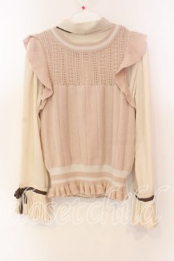 画像2: axes femme POETIQUE / ニットベスト付きブラウス M ピンク×キナリ O-25-12-15-024-AX-TO-OW-OS