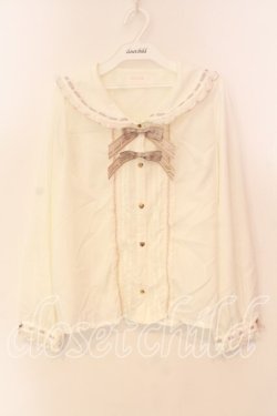 画像1: LIZ LISA / ダブルリボンブラウス  シロ×ピンク O-25-12-15-028-LO-BL-OW-OS