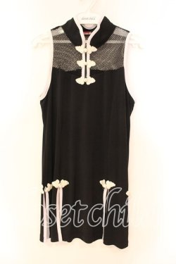 画像1: Qutie Frash / メッシュスリットタンク  ブラック×ホワイト O-25-12-16-003-QU-TO-OW-OS