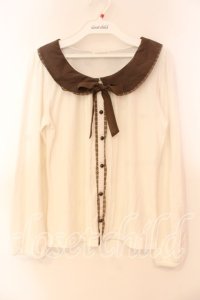 LODISPOTTO / シフォンカラーカットソー  シロ×ブラウン O-25-12-16-036-LO-TO-IG-OS