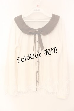 画像1: LODISPOTTO / シフォンカラーカットソー  シロ×ブラウン O-25-12-16-036-LO-TO-IG-ZT1219Z