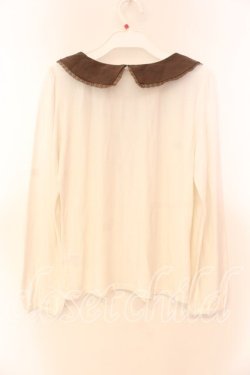 画像2: LODISPOTTO / シフォンカラーカットソー  シロ×ブラウン O-25-12-16-036-LO-TO-IG-OS