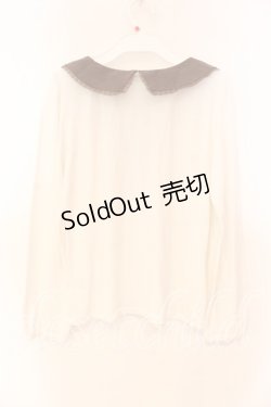 画像2: LODISPOTTO / シフォンカラーカットソー  シロ×ブラウン O-25-12-16-036-LO-TO-IG-ZT1219Z