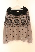 axes femme / レース柄JQプルオーバー  グレー×クロ O-25-12-16-037-AX-TO-IG-OS