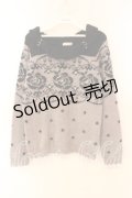 axes femme / レース柄JQプルオーバー  グレー×クロ O-25-12-16-037-AX-TO-IG-ZT1219Z
