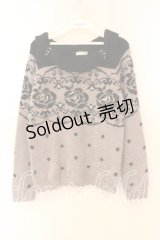 axes femme / レース柄JQプルオーバー  グレー×クロ O-25-12-16-037-AX-TO-IG-ZT1219Z