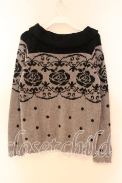 画像2: axes femme / レース柄JQプルオーバー  グレー×クロ O-25-12-16-037-AX-TO-IG-OS