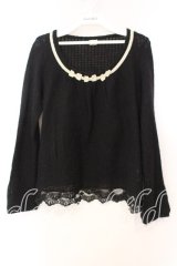 axes femme / 3つリボンニット  クロ O-25-12-16-038-AX-TO-IG-OS