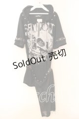 SEX POT ReVeNGe / ワイヤーフードプリントプルオーバー  ブラック O-25-12-16-040-SP-TO-IG-OS