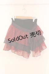 ALGONQUINS / シフォンティアード巻きスカート  ブラック×レッド O-25-12-16-042-AL-SK-IG-OS