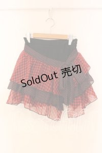 ALGONQUINS / シフォンティアード巻きスカート  ブラック×レッド O-25-12-16-042-AL-SK-IG-OS